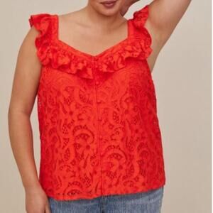 Torrid ORANGE COTTON LACE RUFFLE CAMI